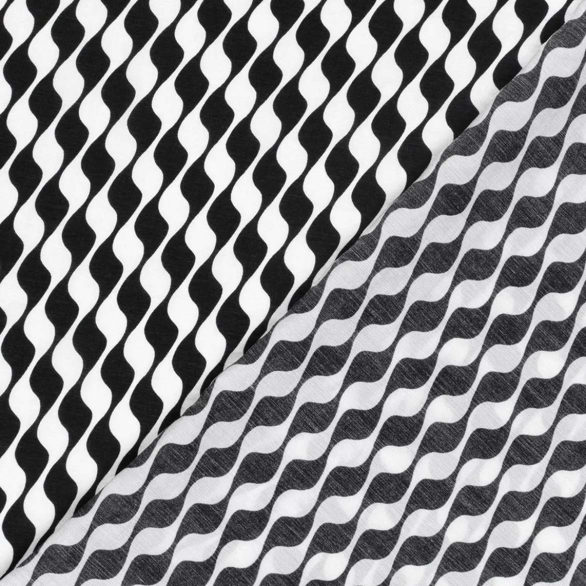Viskose Stoff Nylon Twill Retro abstrakt weiß schwarz 145cm Breite