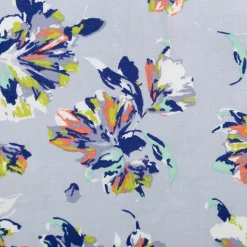 Viskose Stoff Popeline Blumen hellblau 145cm Breite
