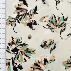 Viskose Stoff Popeline Blumen beige 145cm Breite