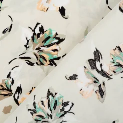 Viskose Stoff Popeline Blumen beige 145cm Breite