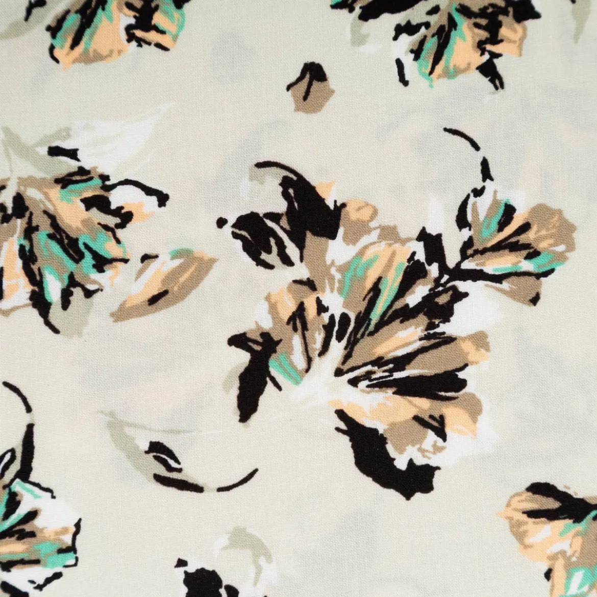 Viskose Stoff Popeline Blumen beige 145cm Breite
