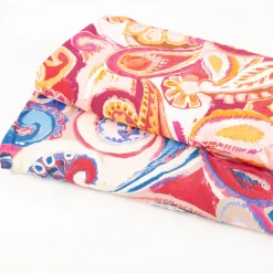 Viskosestoff Popeline Paisley Ornamentmuster rosa digital bedruckt 1,40m Breite