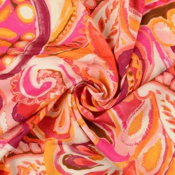 Viskosestoff Popeline Paisley Ornamentmuster rosa digital bedruckt 1,40m Breite