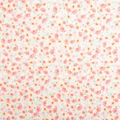 Viskose Stoff Radiance Blümchen Digitaldruck ecru rosa grün 1,40m Breite