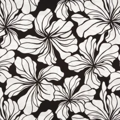 Viskose Stoff Radiance Blüten schwarz weiß 1,42m Breite