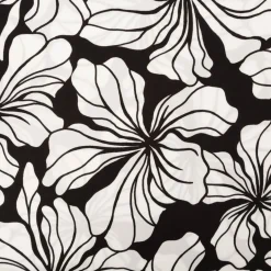 Viskose Stoff Radiance Blüten schwarz weiß 1,42m Breite
