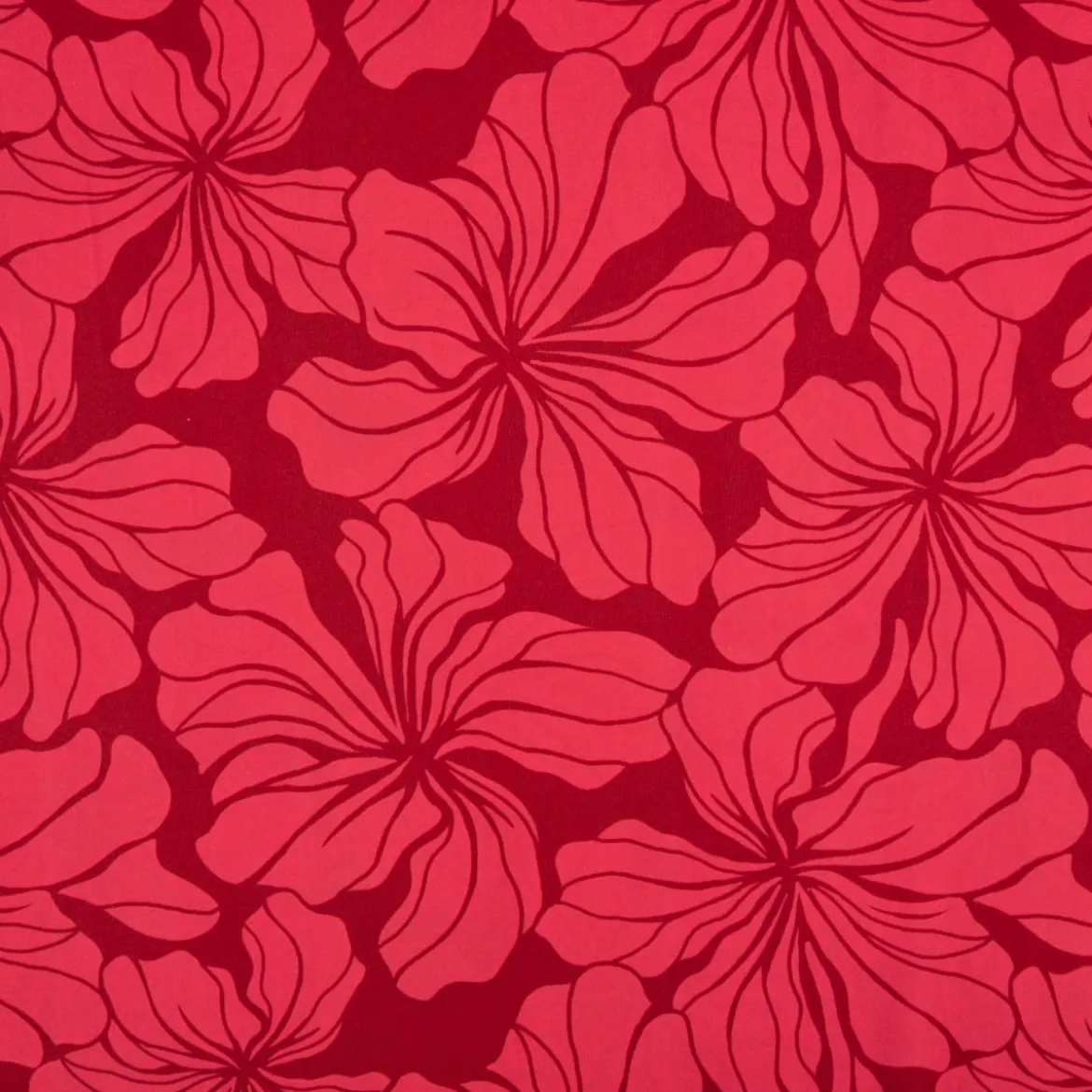 Viskose Stoff Radiance Blüten rot 1,42m Breite