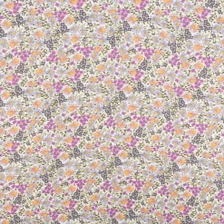 Viskose Stoff Radiance Blumen Blätter Digitaldruck für Bekleidung weiß lila 1,4m Breite