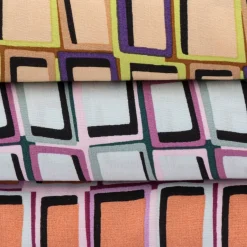 Viskose Stoff Radiance für Bekleidung ABSTRACT Kästchen lachs violett 1,4m Breite