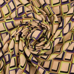 Viskose Stoff Radiance für Bekleidung ABSTRACT Kästchen beige grün 1,4m Breite