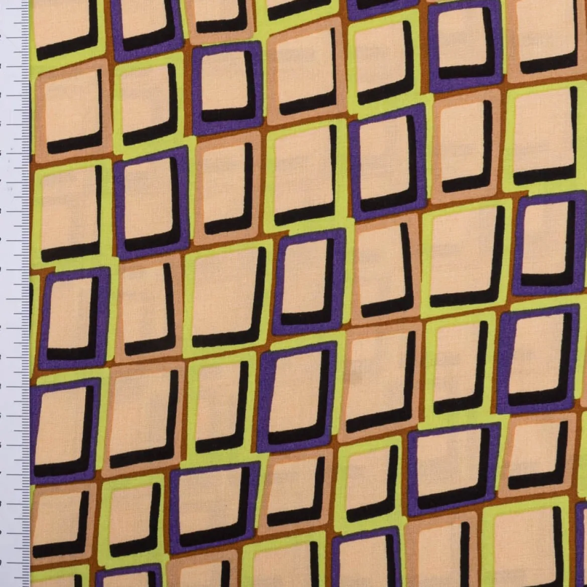 Viskose Stoff Radiance für Bekleidung ABSTRACT Kästchen beige grün 1,4m Breite