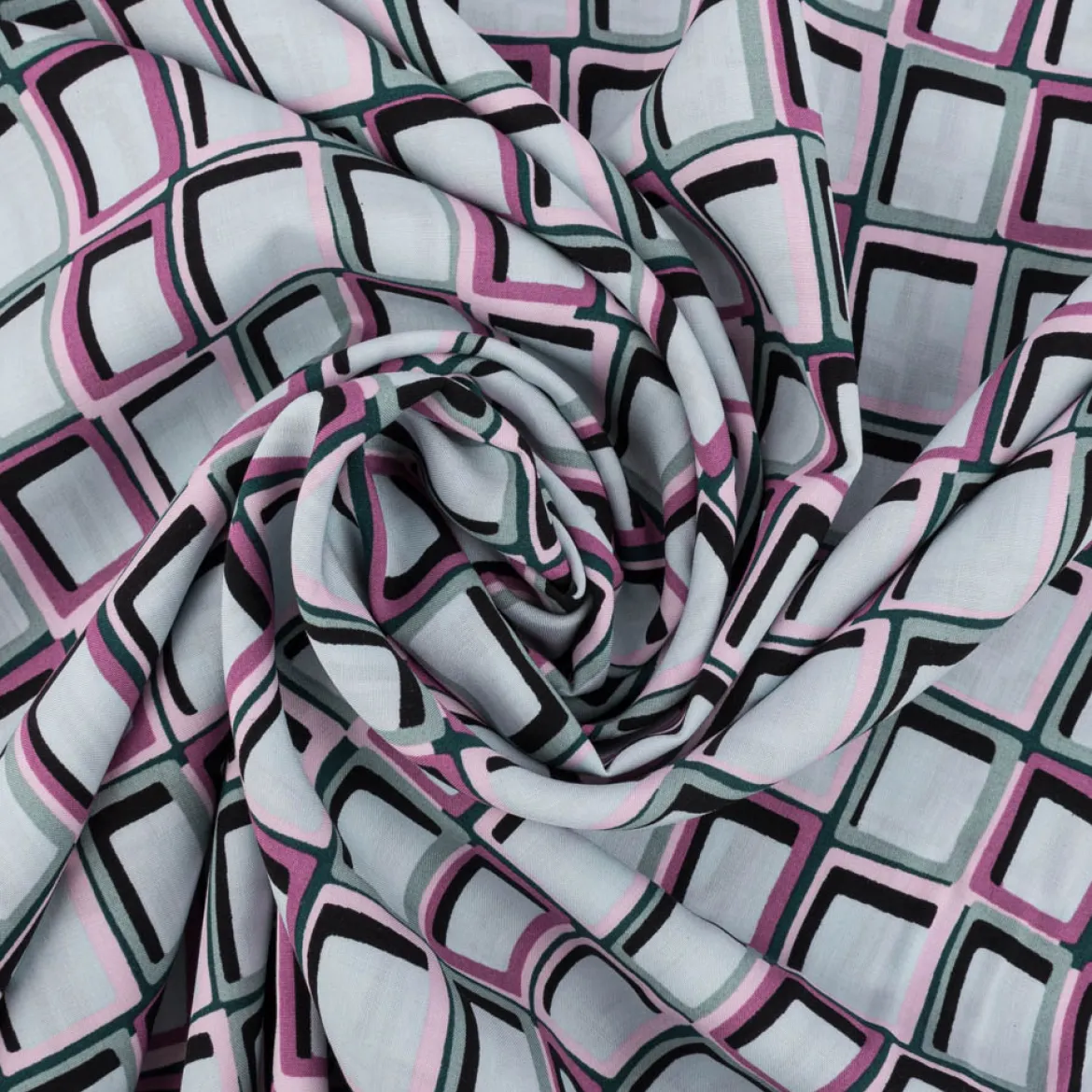 Viskose Stoff Radiance für Bekleidung ABSTRACT Kästchen mint grün lila 1,4m Breite
