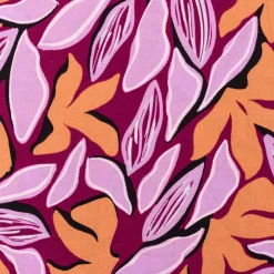 Viskose Stoff Radiance für Bekleidung ABSTRACT Blätter violett orange 1,4m Breite