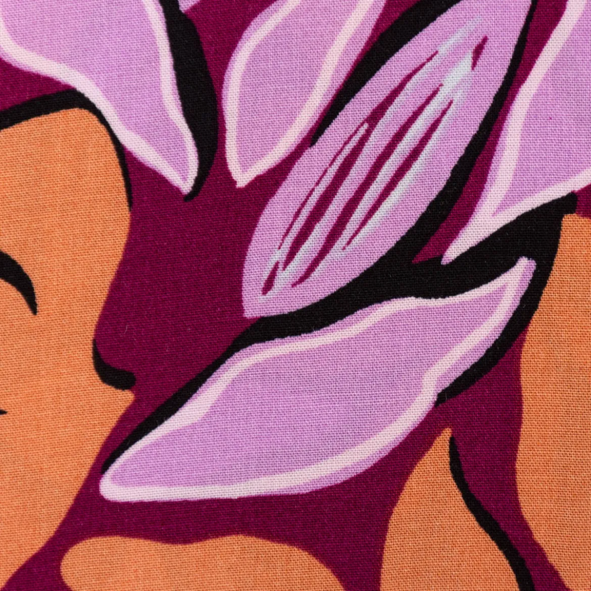 Viskose Stoff Radiance für Bekleidung ABSTRACT Blätter violett orange 1,4m Breite