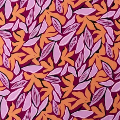 Viskose Stoff Radiance für Bekleidung ABSTRACT Blätter violett orange 1,4m Breite