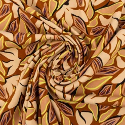 Viskose Stoff Radiance für Bekleidung ABSTRACT Blätter braun beige 1,4m Breite