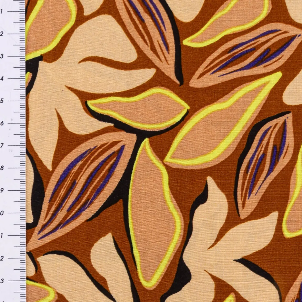 Viskose Stoff Radiance für Bekleidung ABSTRACT Blätter braun beige 1,4m Breite