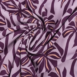 Viskose Stoff Radiance für Bekleidung PALMTREES Palmen violett rosa 1,4m Breite
