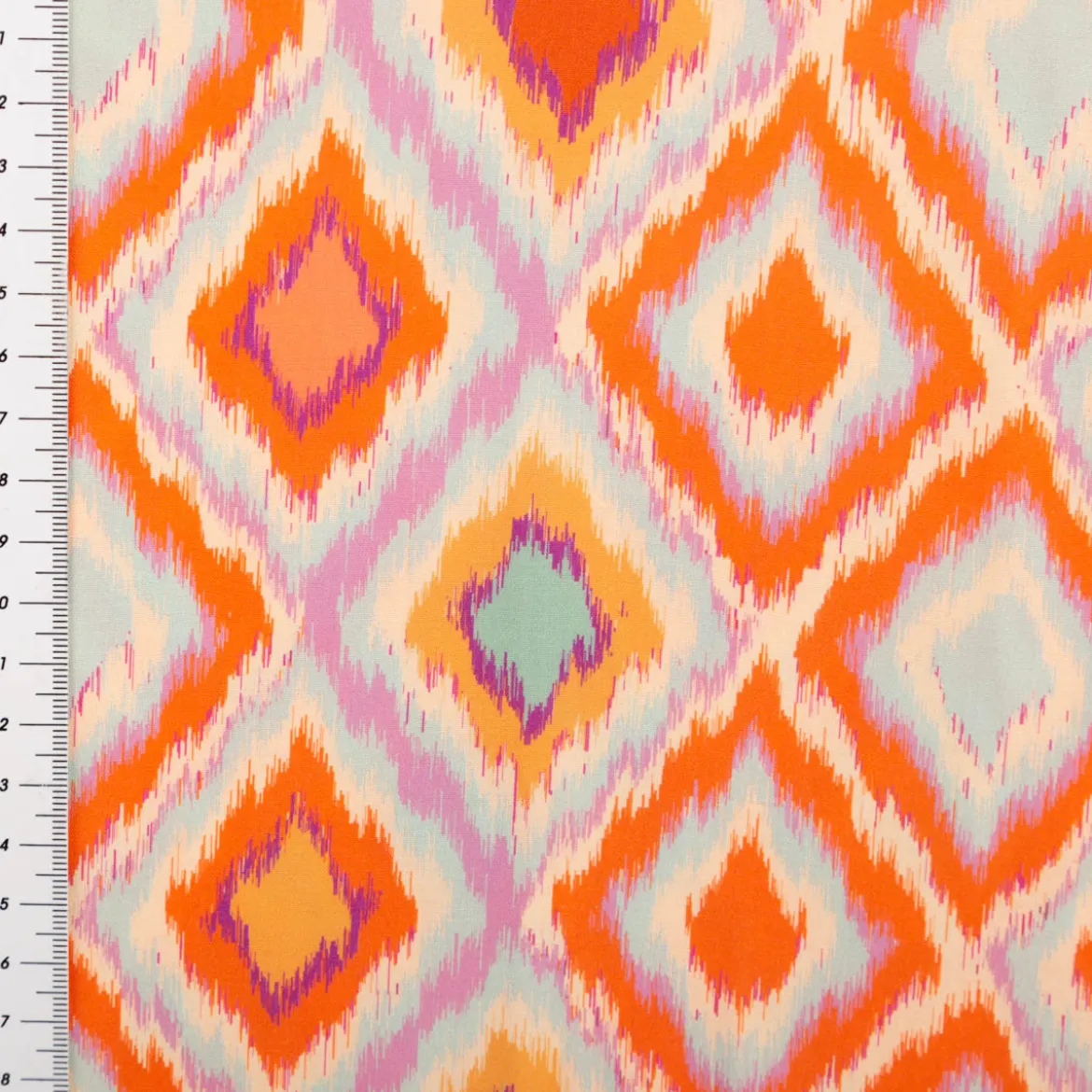 Viskose Stoff Radiance Raute Orange 1,42m Breite