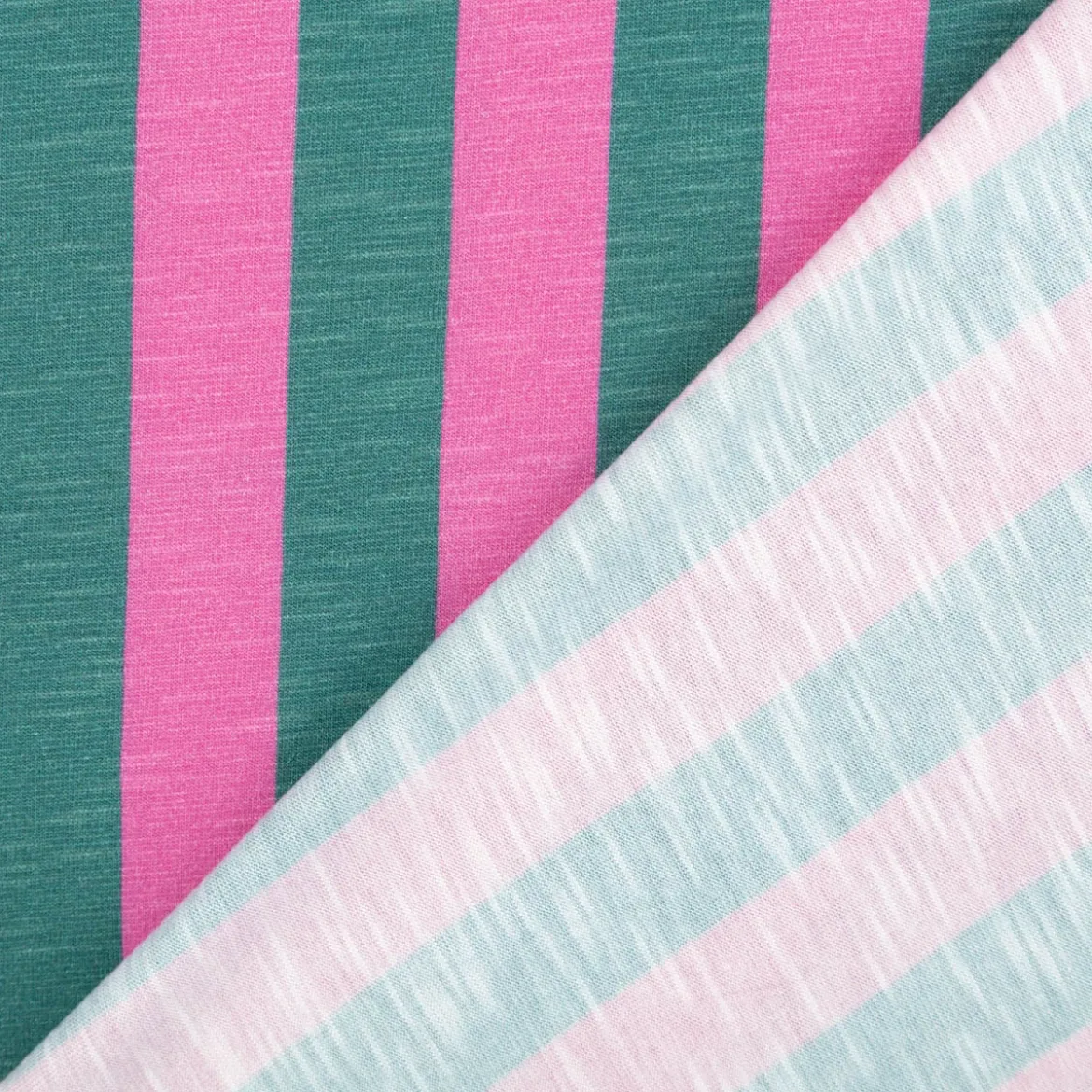 Viskose Stoff Slub Jersey Happy Stripes by Cherry Picking pink grün von Swafing 1,60m Breite