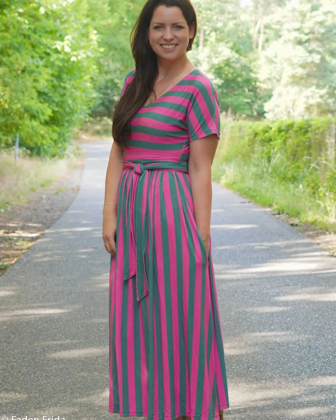 Viskose Stoff Slub Jersey Happy Stripes by Cherry Picking pink grün von Swafing 1,60m Breite