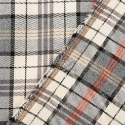 Viskose Stoff Tartan Muster Schottenkaro kariert beige grau rot 1,4m Breite