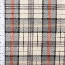 Viskose Stoff Tartan Muster Schottenkaro kariert beige grau rot 1,4m Breite
