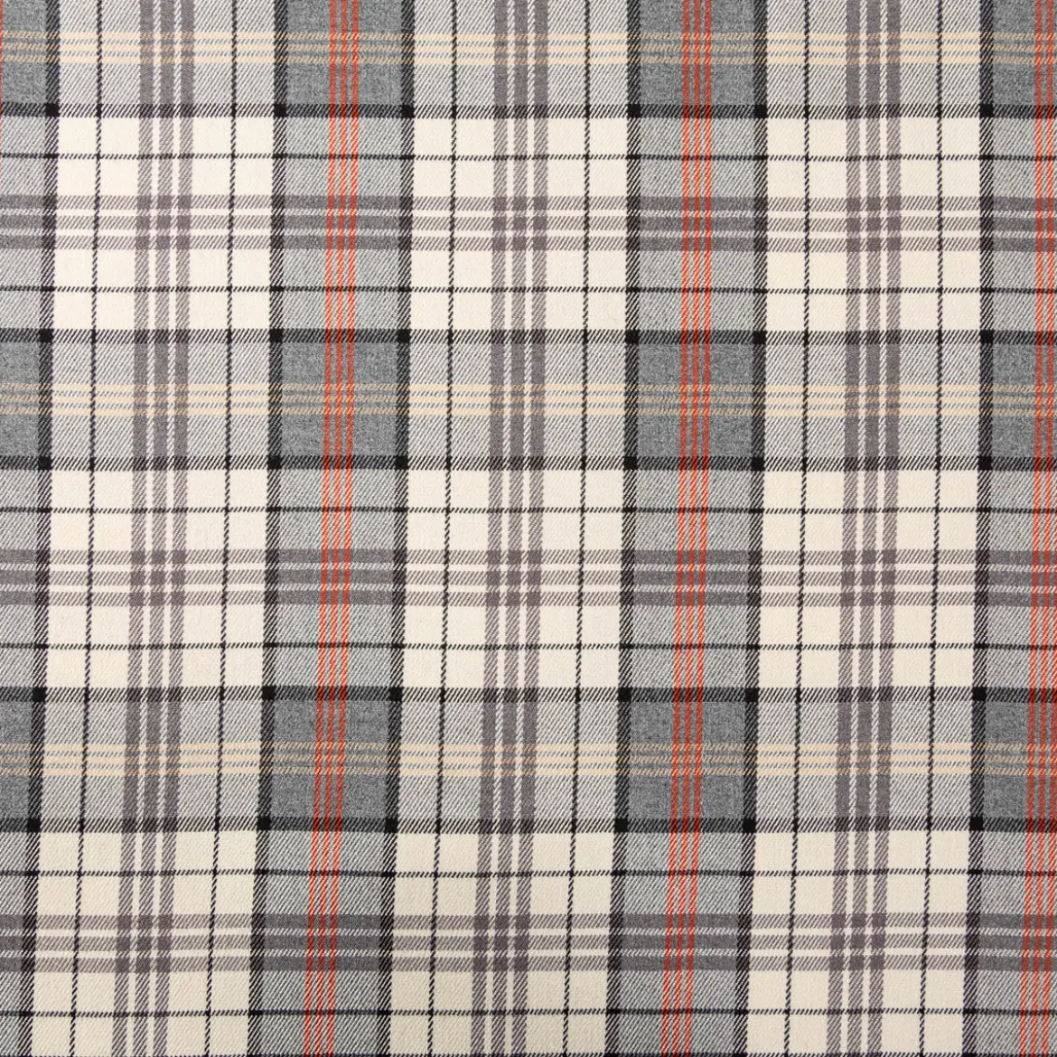 Viskose Stoff Tartan Muster Schottenkaro kariert beige grau rot 1,4m Breite