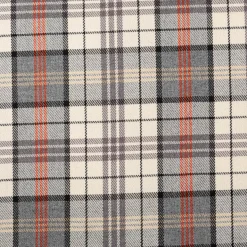 Viskose Stoff Tartan Muster Schottenkaro kariert beige grau rot 1,4m Breite