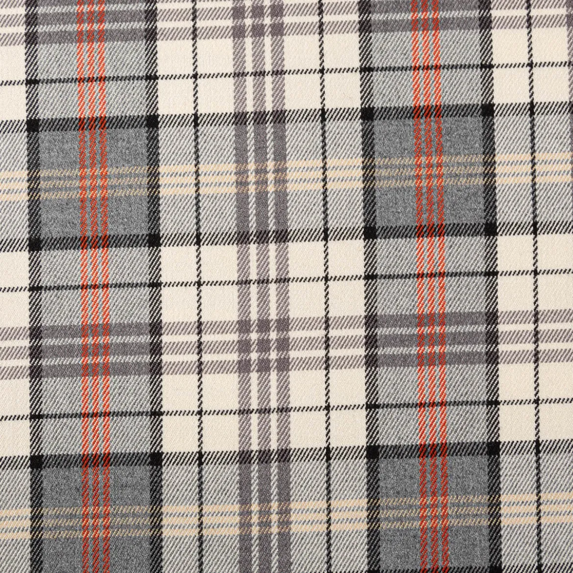 Viskose Stoff Tartan Muster Schottenkaro kariert beige grau rot 1,4m Breite