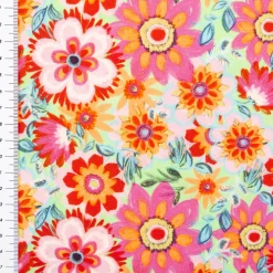 Viskose Stoff Webware Malis Blumen apricot pink hellgrün von Swafing 1,40m Breite