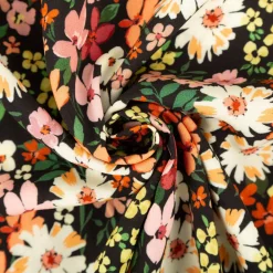 Viskose Stoff Webware Malis Blumen gelb apricot schwarz von Swafing 1,40m Breite