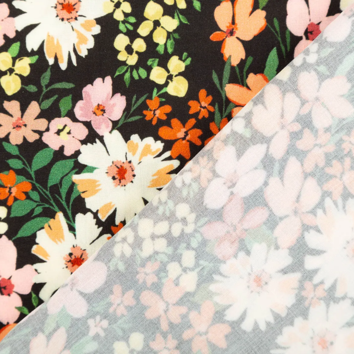Viskose Stoff Webware Malis Blumen gelb apricot schwarz von Swafing 1,40m Breite
