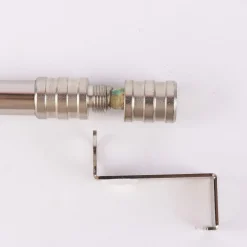 Vitragenstange Spannstange SpannLine mit Spannbügel 15mm tief silberfarbig 120-150cm Ø13mm