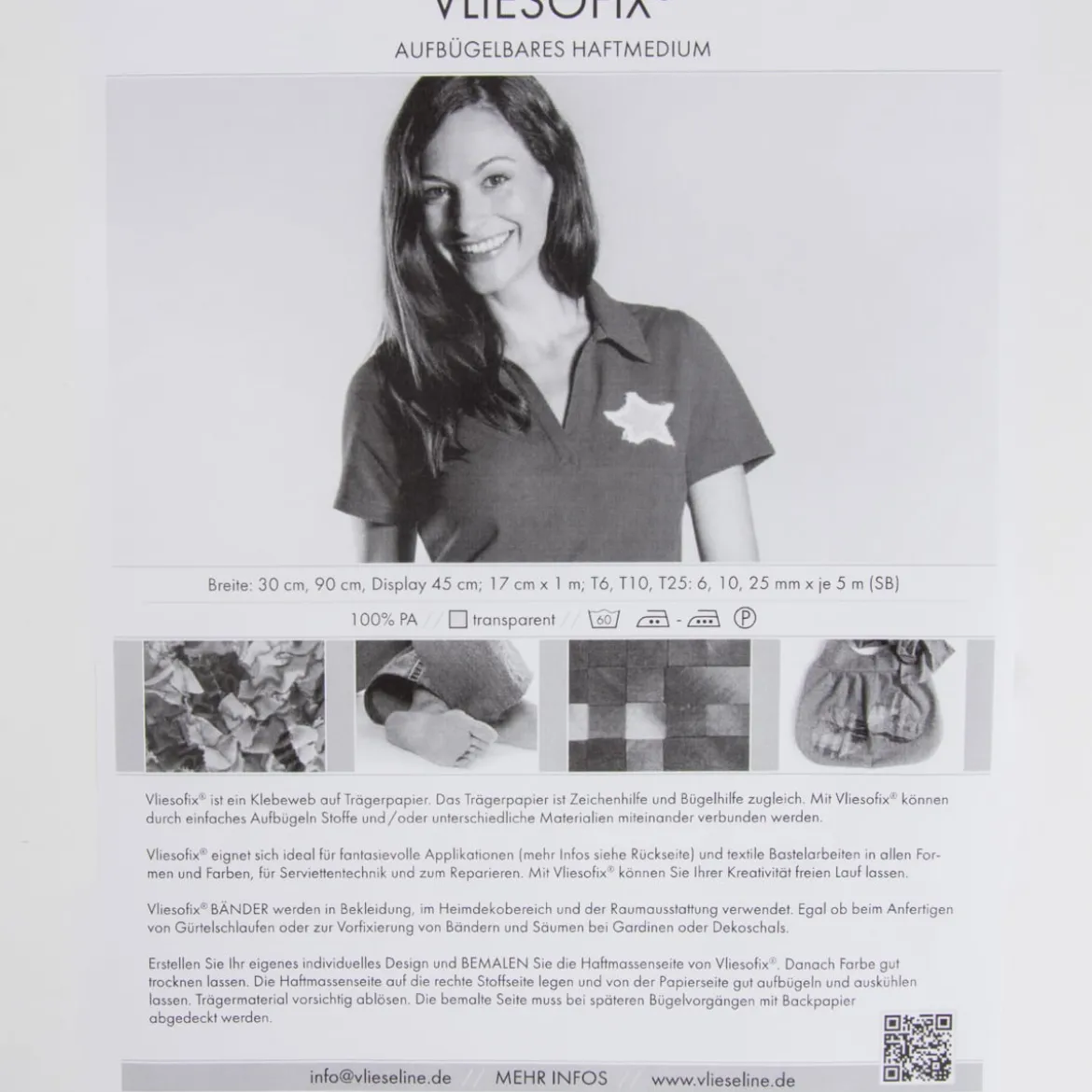 Vlieseline Vliesofix weiß zum Applizieren/Aufbügeln 90cm Breite