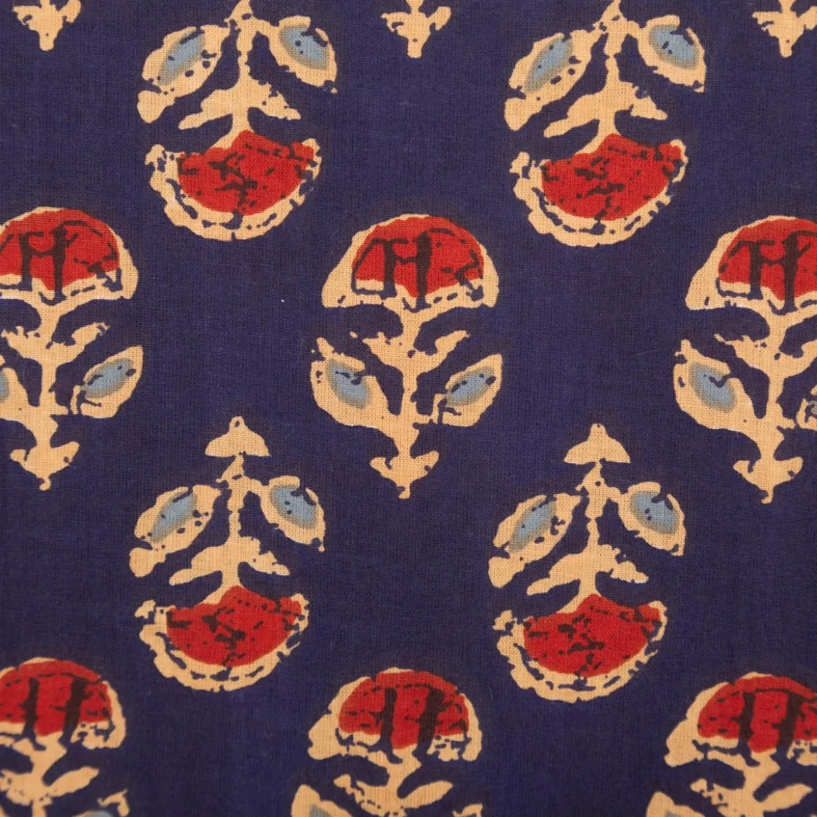 Voile Stoff Batik Ornamente marineblau 1,45m Breite