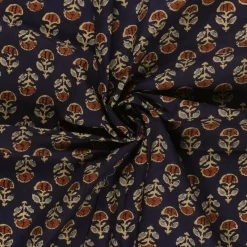 Voile Stoff Batik Ornamente marineblau 1,45m Breite