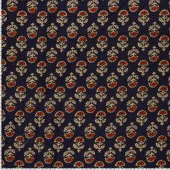 Voile Stoff Batik Ornamente marineblau 1,45m Breite