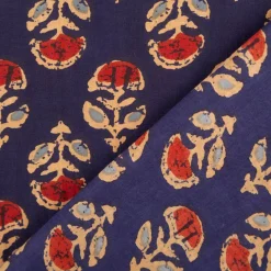 Voile Stoff Batik Ornamente marineblau 1,45m Breite