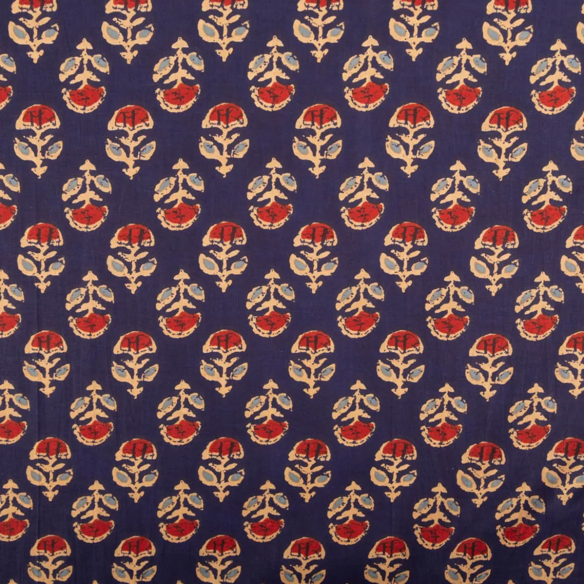 Voile Stoff Batik Ornamente marineblau 1,45m Breite