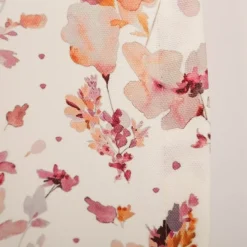 Vorhang Aquarell Blumen weiß mauve mit Smok-Schlaufenband 245x130cm (HxB) oder Wunschmaß von SCHÖNER LEBEN.