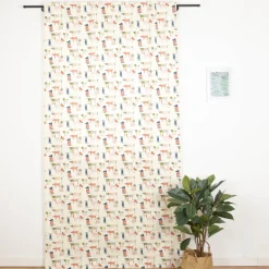 Vorhang aus Baumwolle Hunde beige bunt mit Smok-Schlaufenband 245x130cm (HxB) oder Wunschmaß von SCHÖNER LEBEN.