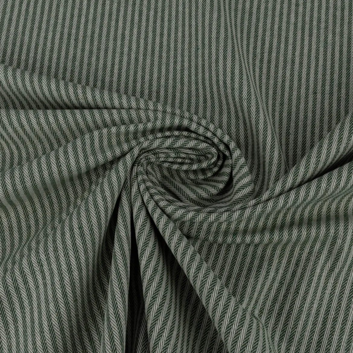 Vorhang aus Dobbystoff mit schmalen Streifen grün beige in 245cm oder Wunschlänge von SCHÖNER LEBEN.