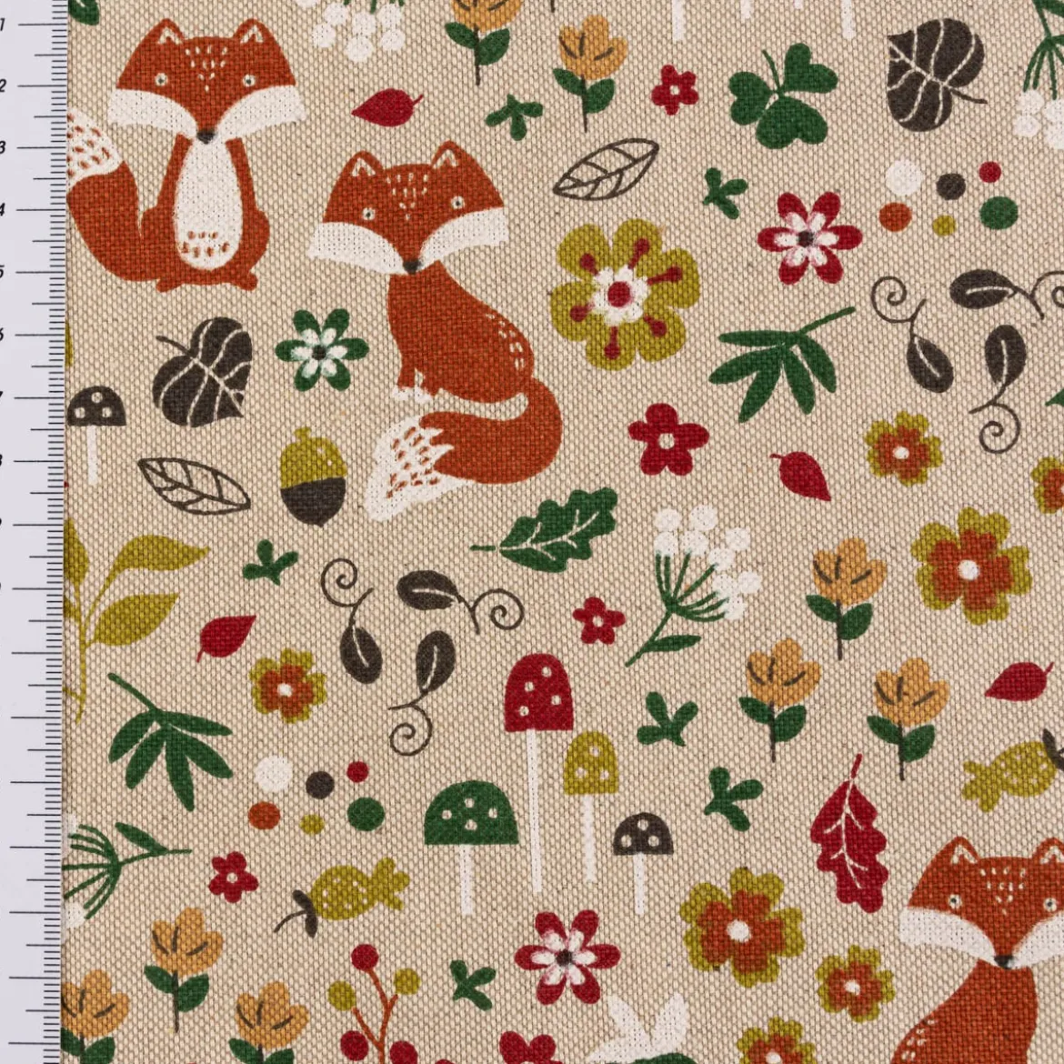 Vorhang Autumn Woodland Fox Füchse natur bunt 245cm oder Wunschlänge von SCHÖNER LEBEN.