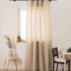 Vorhang Basic Dot Pünktchen Leinenlook natur weiß in 245cm oder Wunschlänge von SCHÖNER LEBEN.