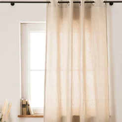 Vorhang Basic Dot Pünktchen Leinenlook natur weiß in 245cm oder Wunschlänge von SCHÖNER LEBEN.
