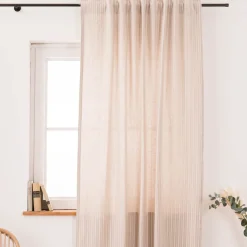 Vorhang Basic Stripe Streifen Leinenlook natur weiß in 245cm oder Wunschlänge von SCHÖNER LEBEN.