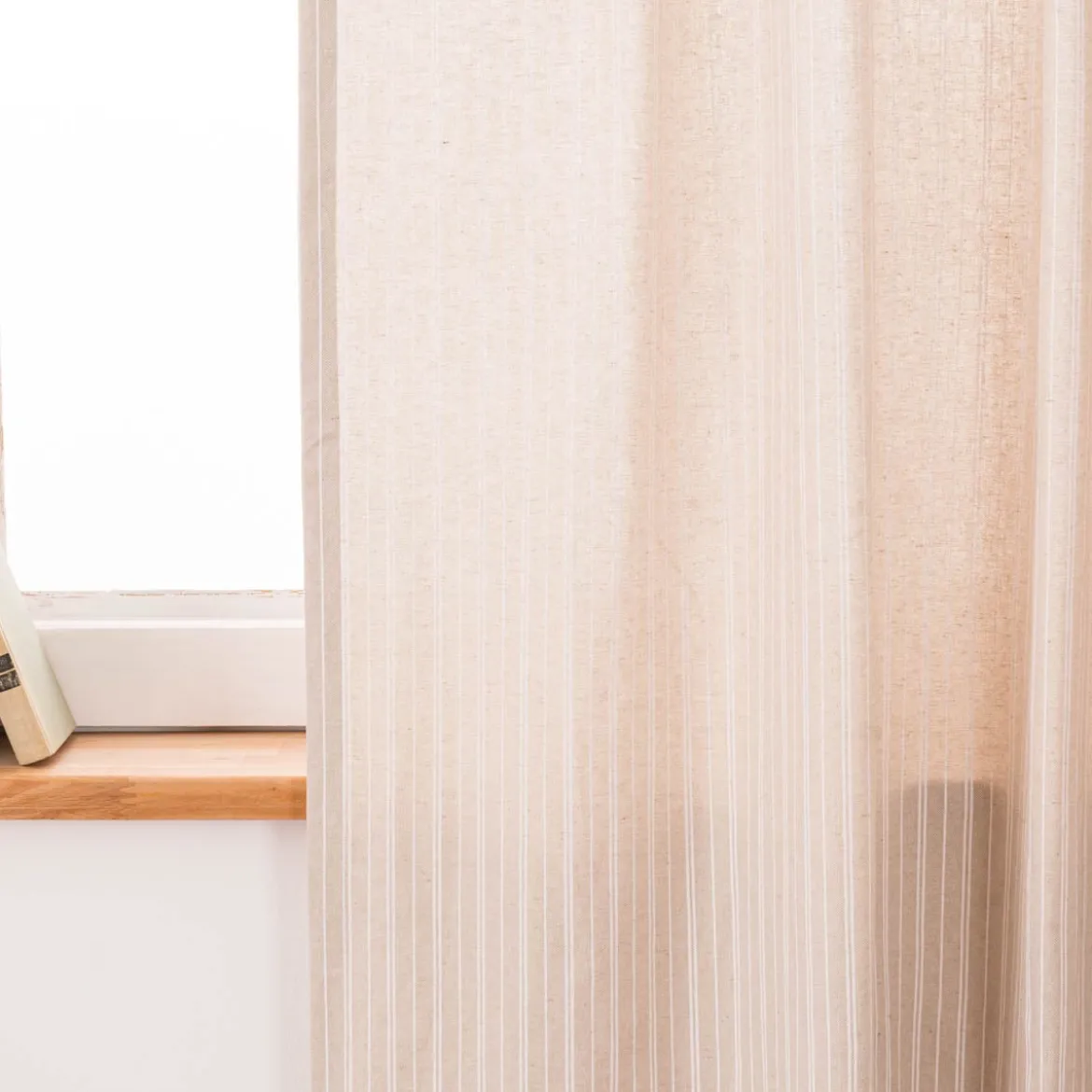 Vorhang Basic Stripe Streifen Leinenlook natur weiß in 245cm oder Wunschlänge von SCHÖNER LEBEN.