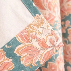 Vorhang Baumwolle Blumenornamente rosa petrol mit Smok-Schlaufenband 245x130cm (HxB) oder Wunschmaß von SCHÖNER LEBEN.