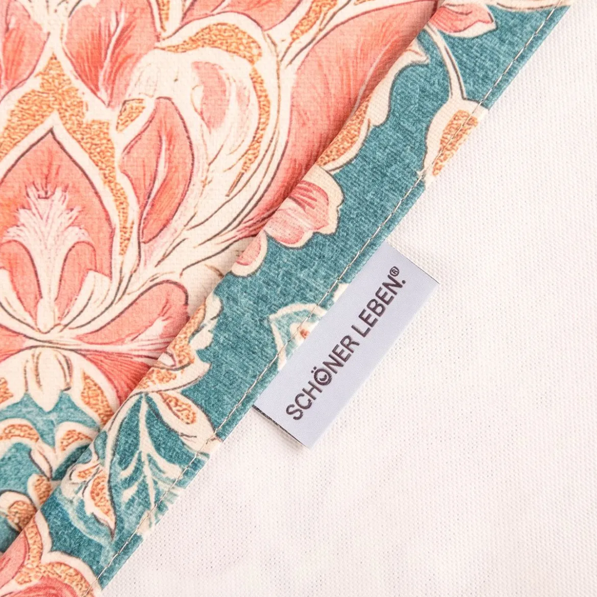 Vorhang Baumwolle Blumenornamente rosa petrol mit Smok-Schlaufenband 245x130cm (HxB) oder Wunschmaß von SCHÖNER LEBEN.